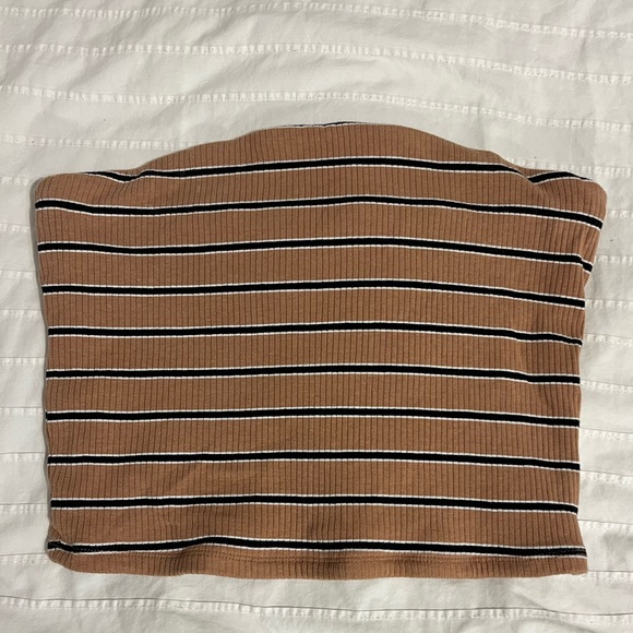 Garage Tan and Black stripped Tube top. Size: L - Picture 1 of 2